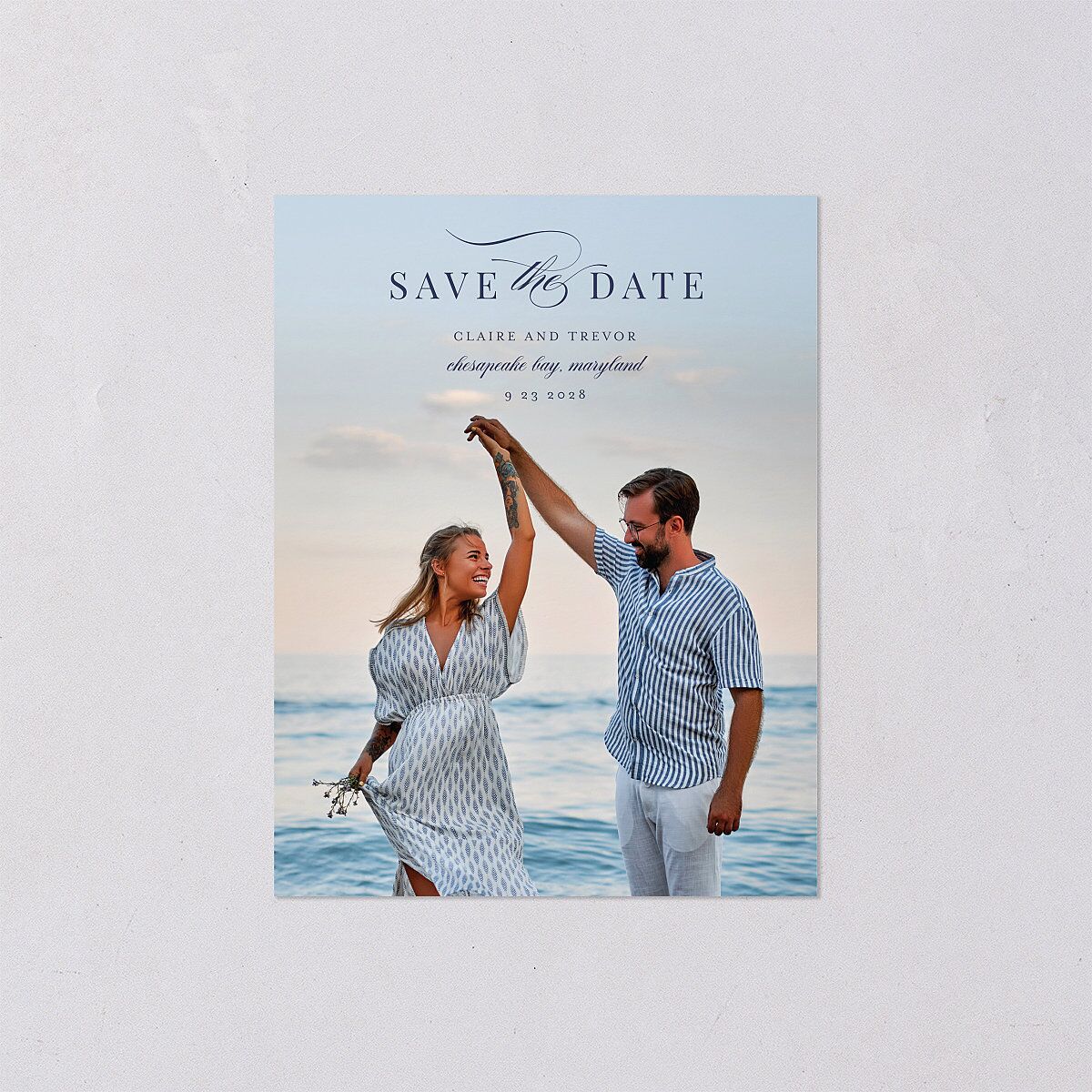 Elegant Lighthouse Save the Date Petite Cards Maritime Signature smooth Blank No Standard