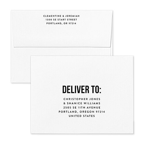 Bold Modern Announcement Save the Date Magnet Envelopes White Pure White Both Recipient and Return Addresses Signature Standard