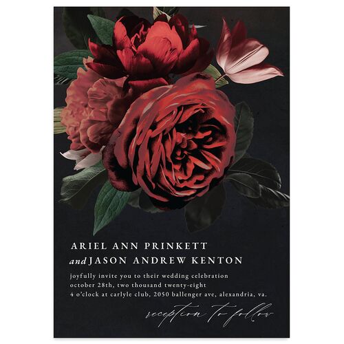 Modern Rose Wedding Invitations Dark Berry Signature Blank No Standard