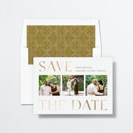 Gilded Sahara Pattern Save the Date Cards Gold Umber Signature smooth No