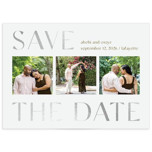 Gilded Sahara Pattern Save the Date Cards Silver Umber Signature smooth No