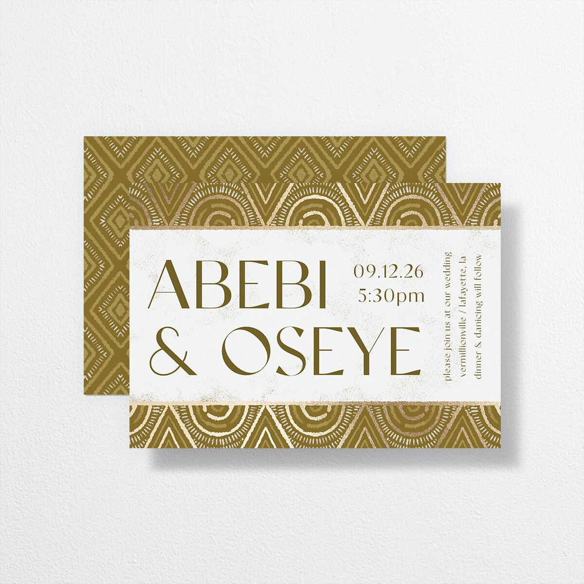 Gilded Sahara Pattern Wedding Invitations Gold Umber Signature No