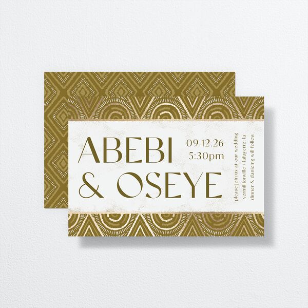 Gilded Sahara Pattern Wedding Invitations Gold Umber Signature No