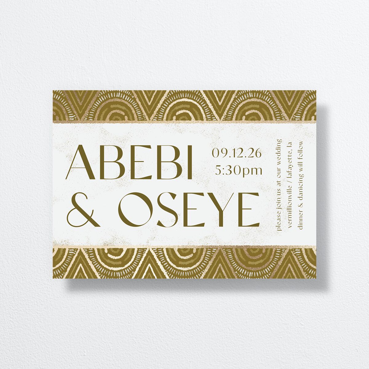 Gilded Sahara Pattern Wedding Invitations Gold Umber Signature No