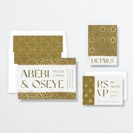 Gilded Sahara Pattern Wedding Invitations Gold Umber Signature No
