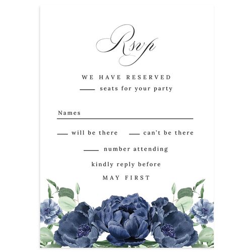 Formal Peony Garden Wedding Response Cards Moody Blue Signature Standard