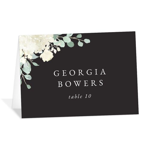 Elegant Hydrangea Place Cards Charcoal Signature