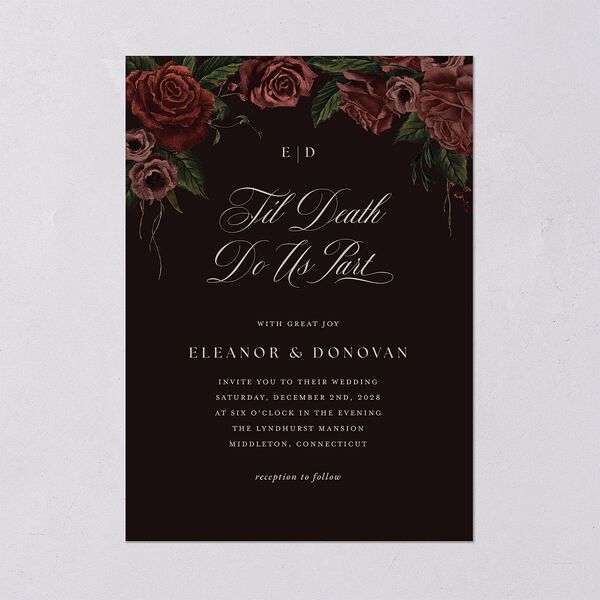 Dark Gothic Roses Wedding Invitations Burgundy Signature Blank No Standard