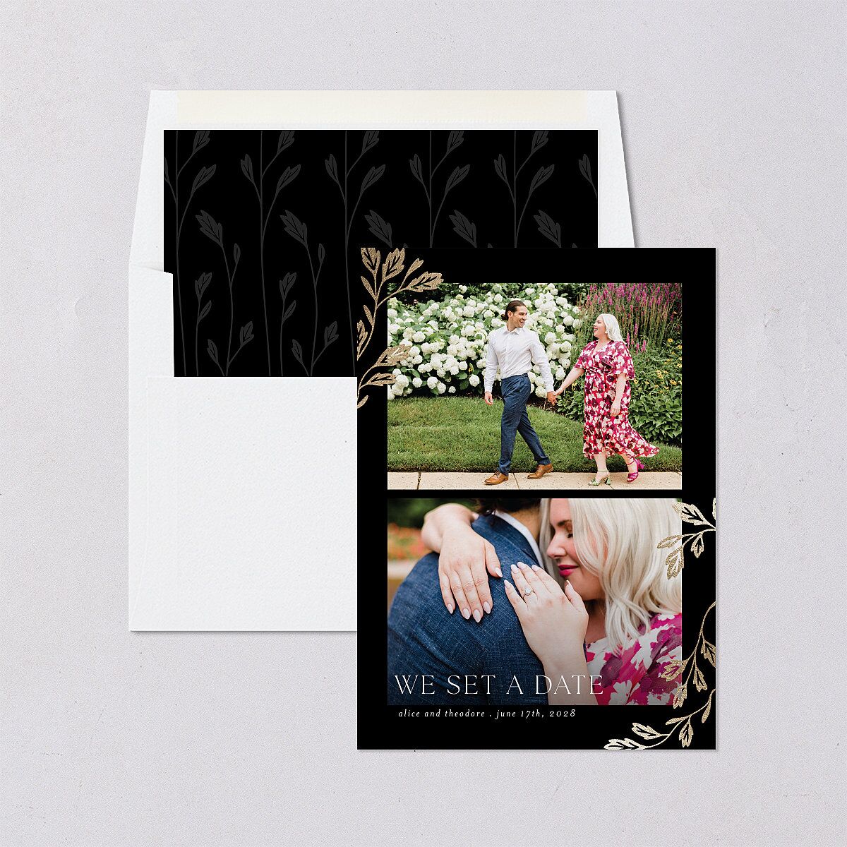 Arboretum Archway Save the Date Cards Gold Licorice Signature smooth Blank No