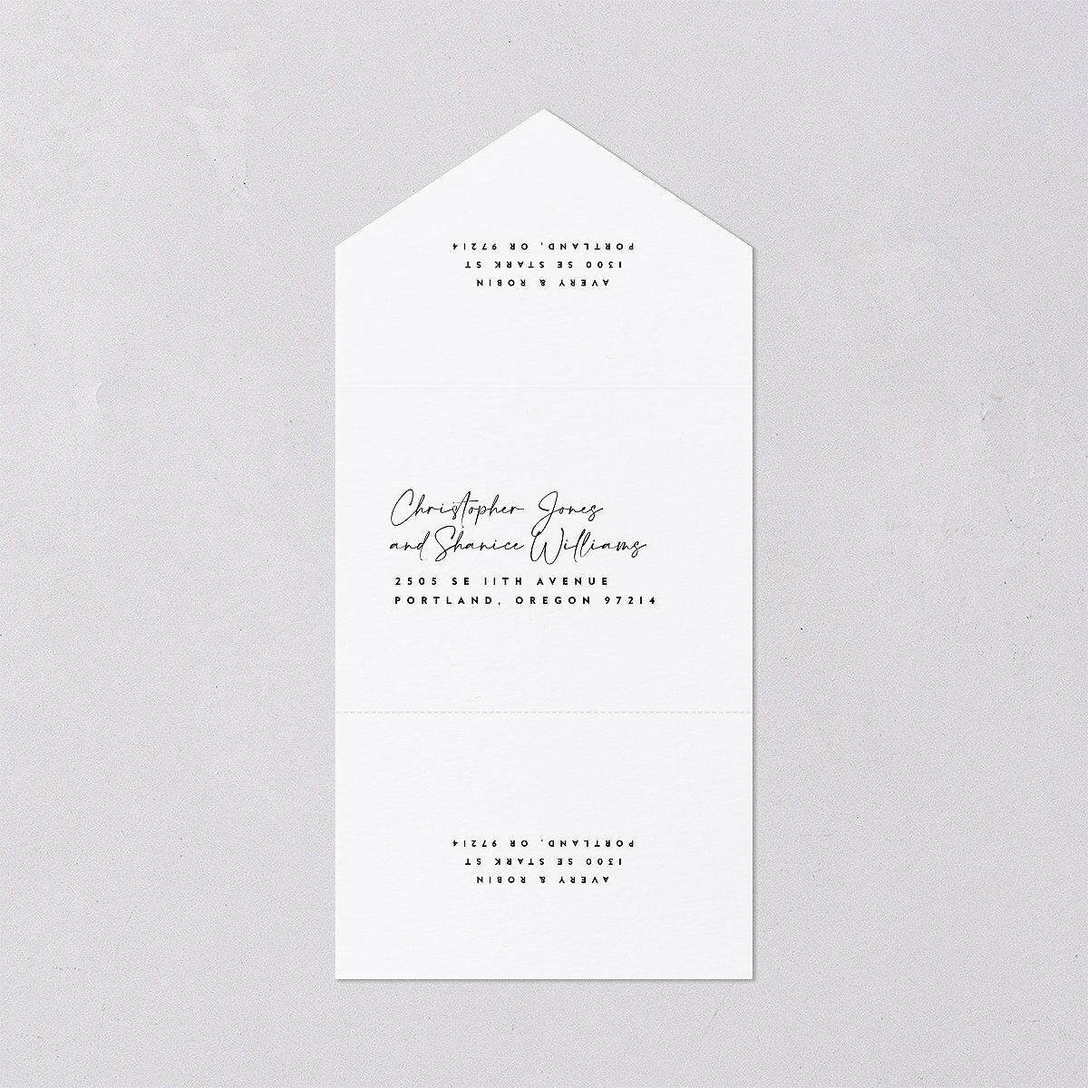 Modern Vow All-in-One Wedding Invitations Charcoal Signature Light Both Recipient and Return Addresses No