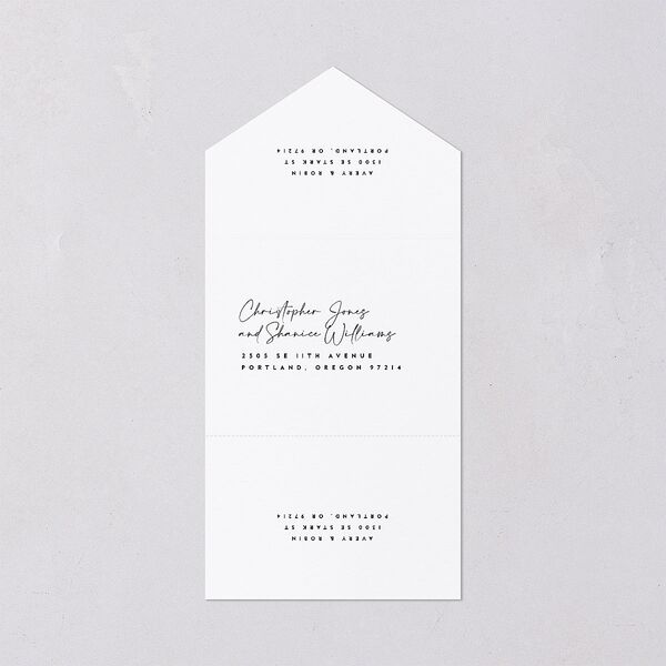 Modern Vow All-in-One Wedding Invitations Charcoal Signature Light Both Recipient and Return Addresses No