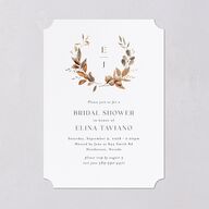 Leafy Rustic Monogram Bridal Shower Invitations Cotton Signature Blank