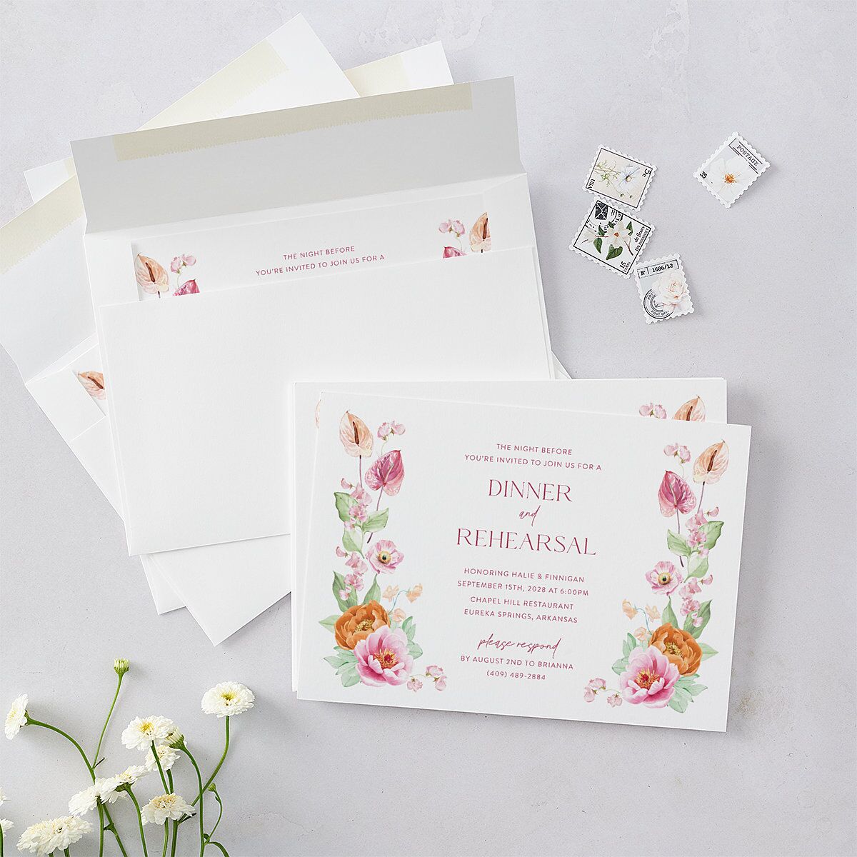 Whimsical Maximalist Floral Rehearsal Dinner Invitations Mulberry Signature Blank Standard