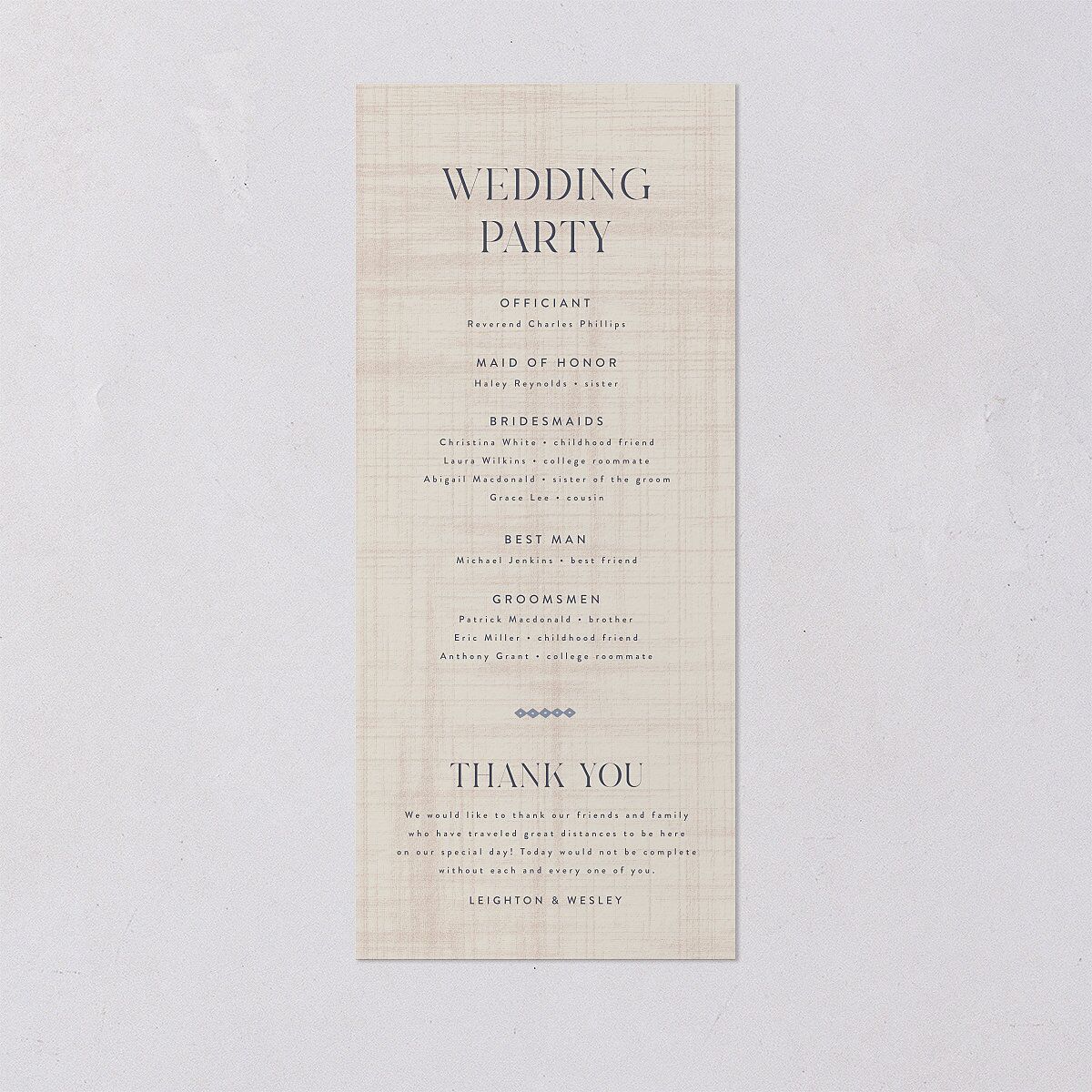 Western Tapestry Wedding Programs Linen Signature