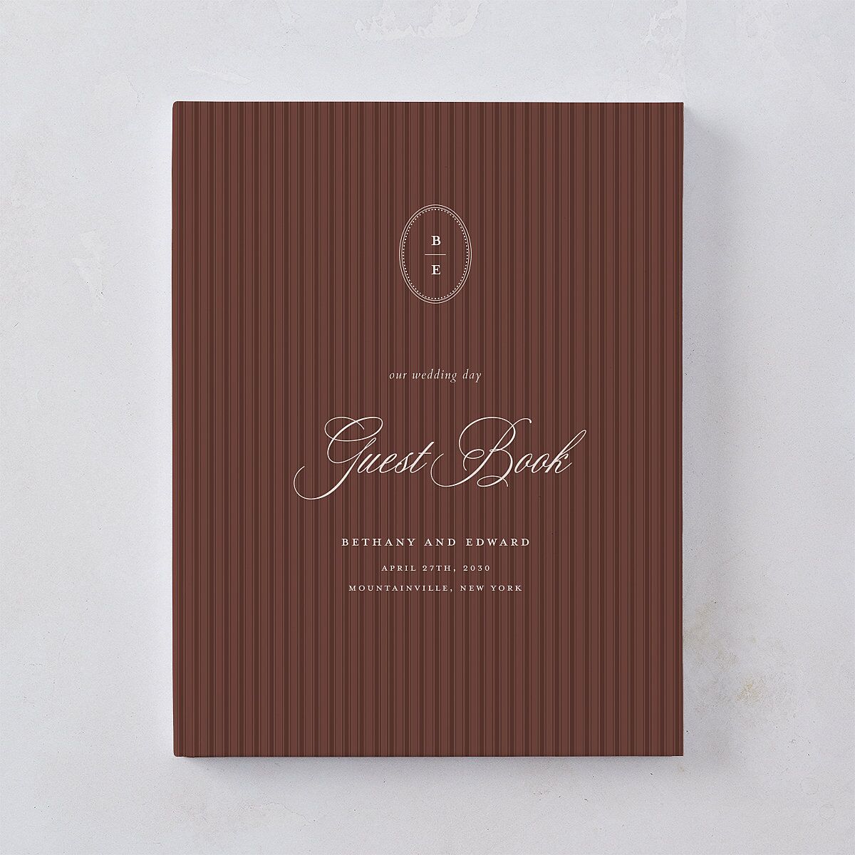 Vintage Oval Monogram Guest Books Merlot