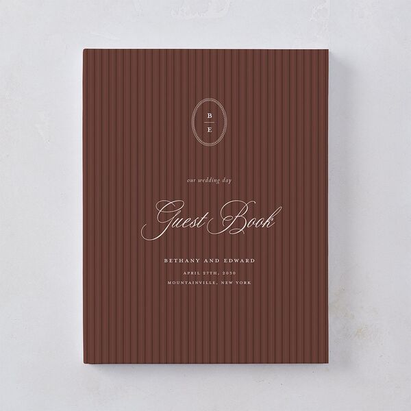 Vintage Oval Monogram Guest Books Merlot