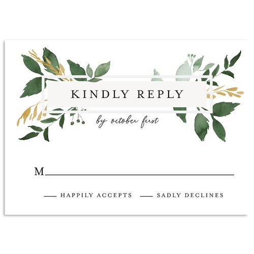 Leafy Frame Wedding Wedding Response Cards Hunter Green Signature Standard