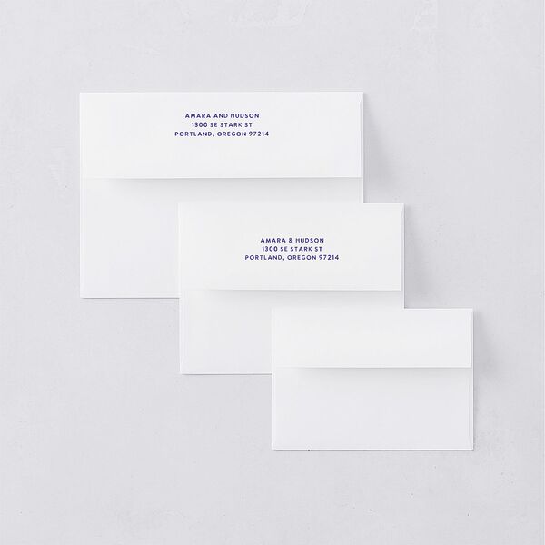Hand Drawn Wavy Border Wedding Invitation Envelopes White Sapphire Both Recipient and Return Addresses Standard Signature