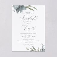 Muted Floral Wedding Invitations  Dusty Blue Signature Blank No Standard