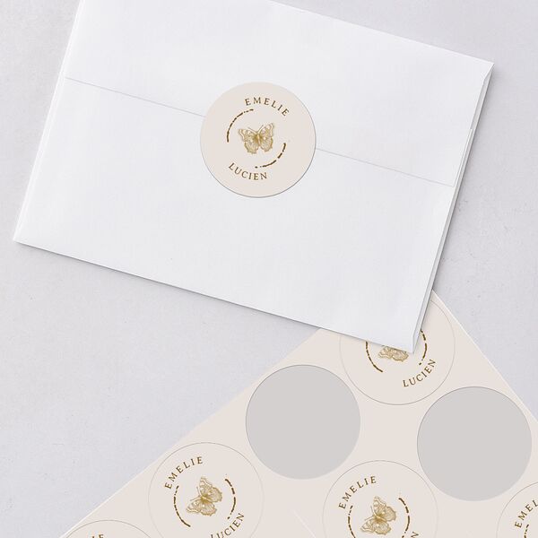 Vintage Toile Wedding Stickers Dark Camo Circle