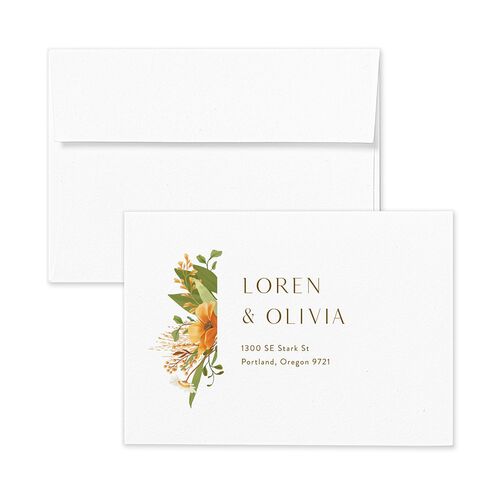 Sweet Sunflowers Response Card Envelopes Blue Standard Marigold Return Address Signature