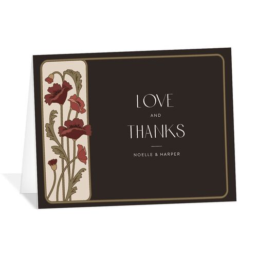 Vintage Nouveau Floral Thank You Cards Merlot