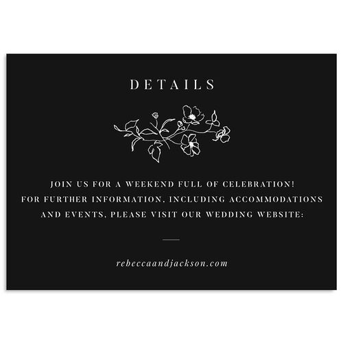 Elegant Minimal Wedding Event Detail Cards Charcoal Signature Standard