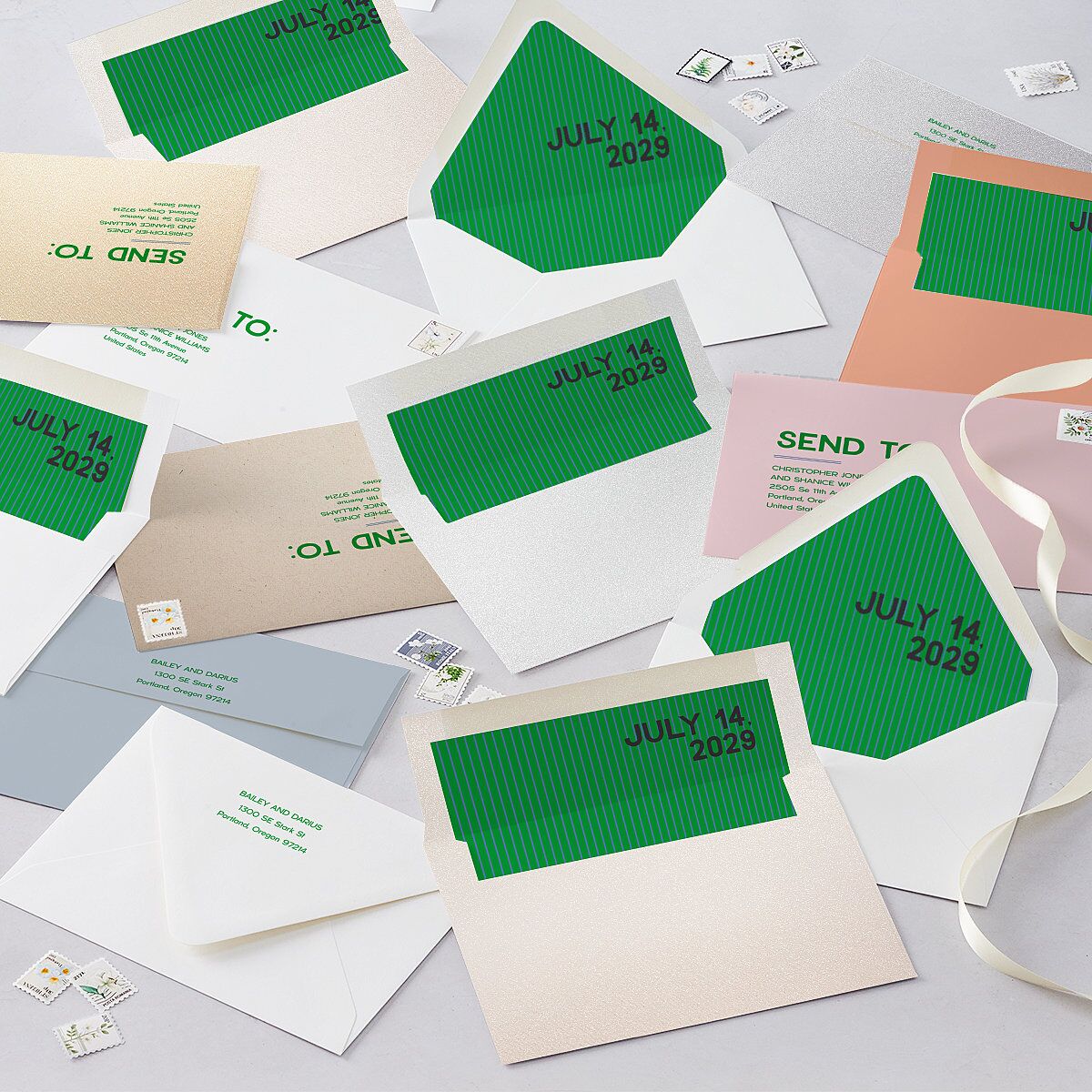 Hand Drawn Party Rehearsal Dinner Invitations Jewel Green Signature Blank Standard