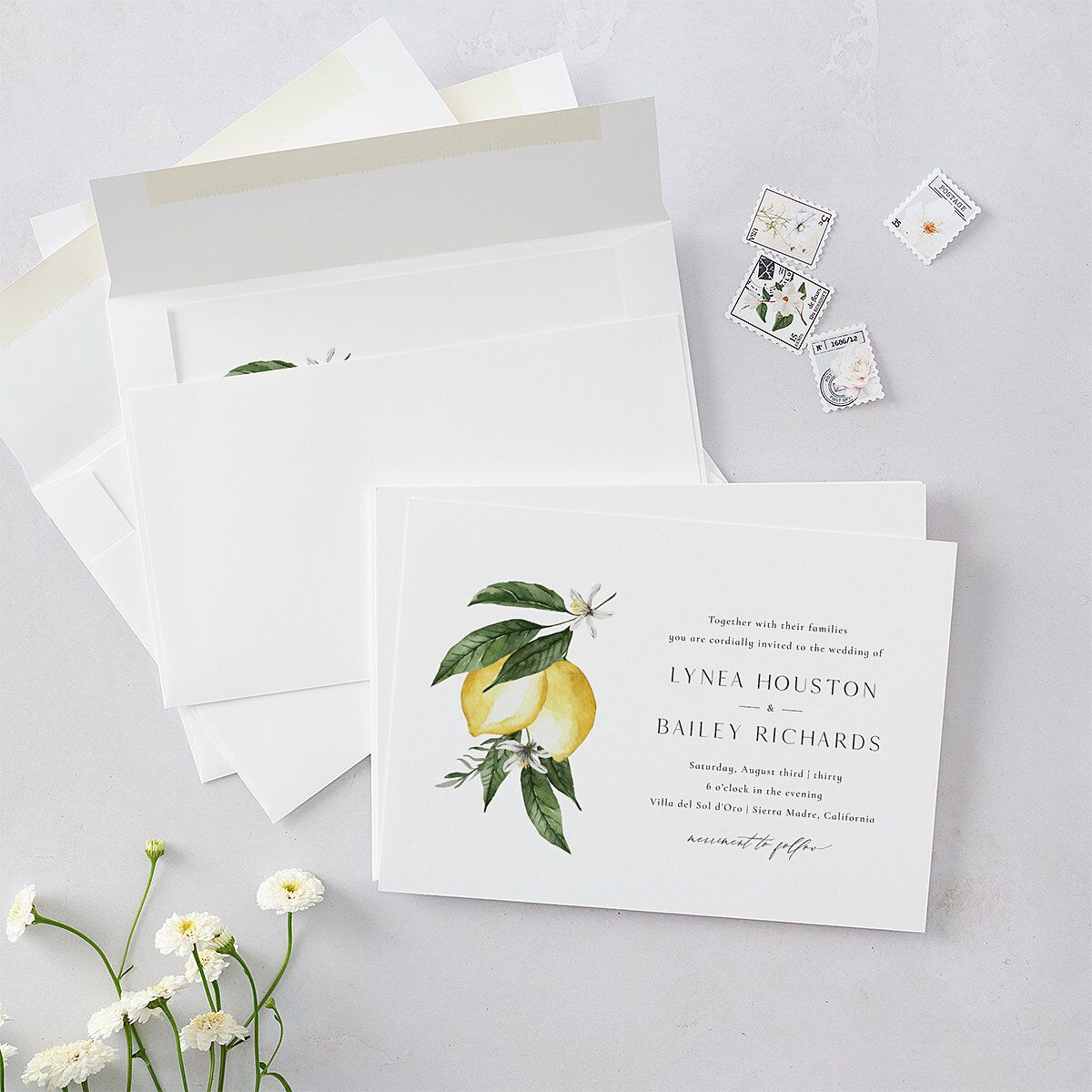 Botanical Lemon Wedding Invitations Buttercup Signature Blank No Standard