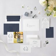 Natural Monogram Save The Date Cards Midnight Navy Signature smooth Blank No Standard
