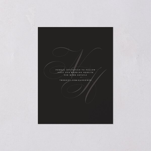 Elegant Monogram Save the Date Petite Cards Licorice Signature smooth Blank No Standard