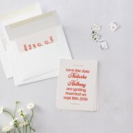 Modern Retro Type Save the Date Petite Cards Scarlet Signature smooth Blank No Standard