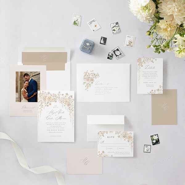 Luxury Floral Archway Wedding Invitations Dijon Signature Blank No Standard