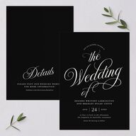 Elegant Hollywood Calligraphy Wedding Invitations Licorice Signature Blank No Standard