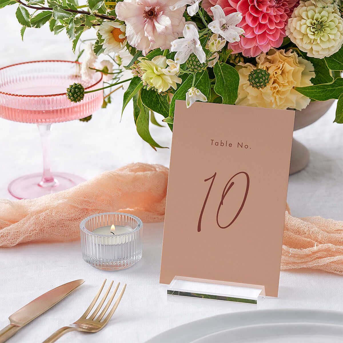 Simple Script Table Numbers Vintage Pink Signature