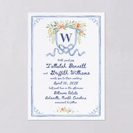 Countryside Crest Wedding Invitations Royal Blue Signature Blank No Standard