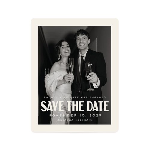 Vintage Art Deco Photo Save The Date Magnets Off-White Magnet Paper