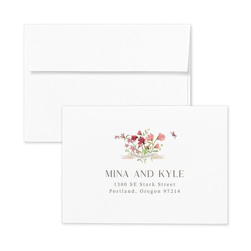 Fairytale Wildflower Crest Response Card Envelopes White Jewel Red Return Address Signature Standard