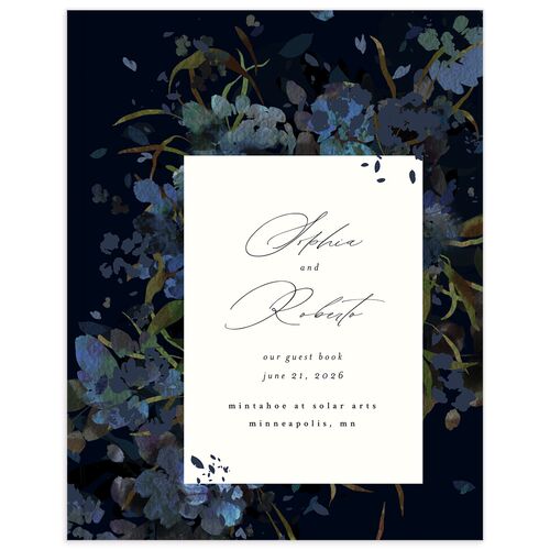 Midnight Floral Wedding Guest Book Navy