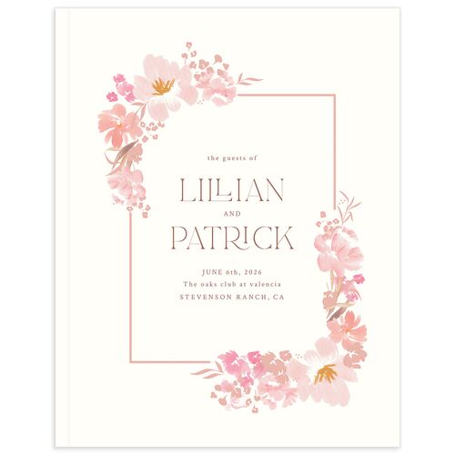 Blooming Frame Wedding Guest Book Pink Cotton