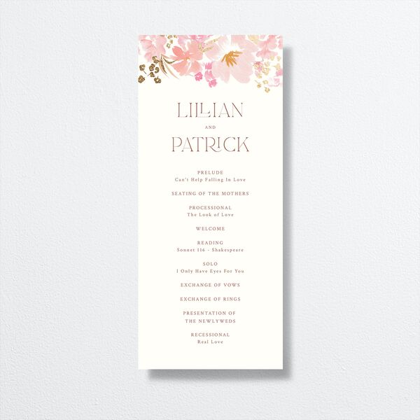 Blooming Frame Wedding Programs Gold Pink Cotton Signature