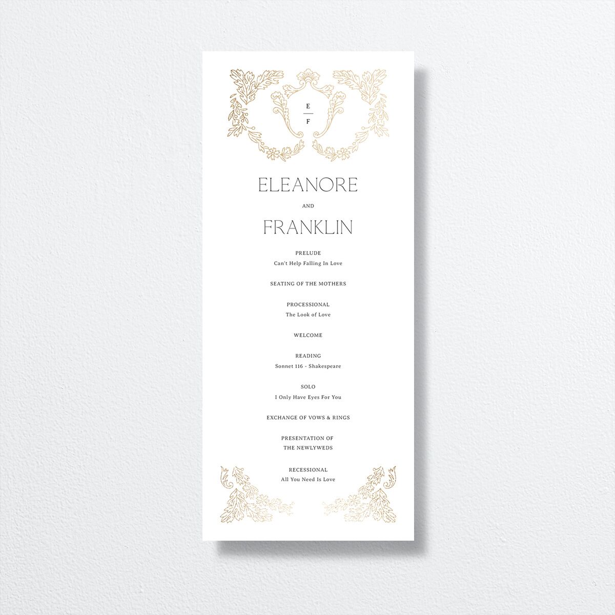Baroque Border Wedding Programs front in white