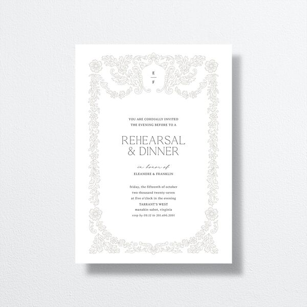Baroque Border Rehearsal Dinner Invitations Pure White Signature