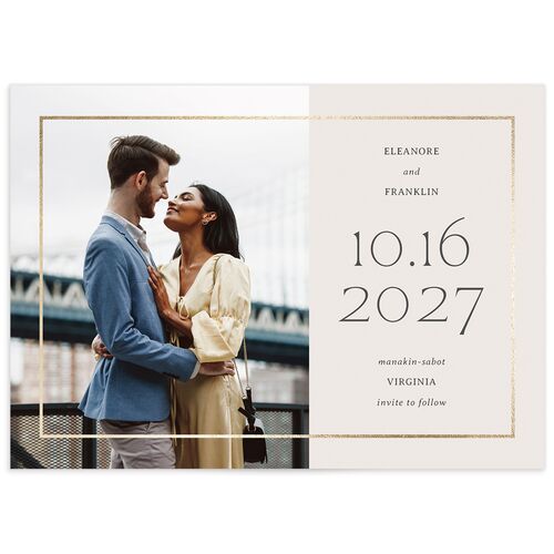 Baroque Border Save the Date Cards - White