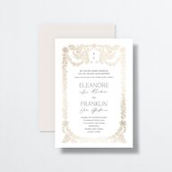 Baroque Border Wedding Invitations Gold Pure White Signature No