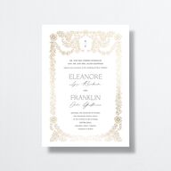 Baroque Border Wedding Invitations Gold Pure White Signature No
