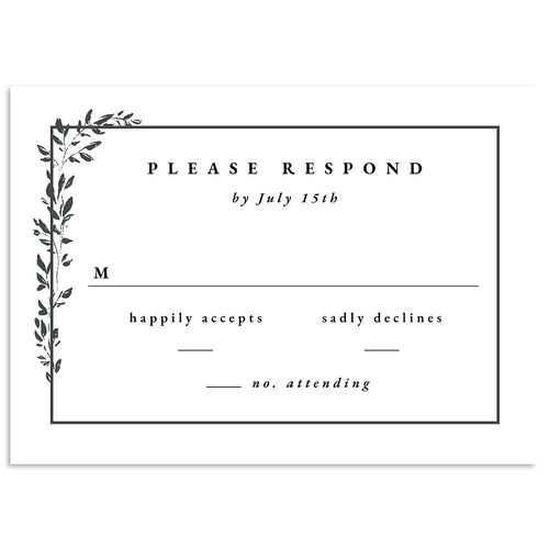 Dainty Frame Wedding Response Cards Licorice Signature Standard