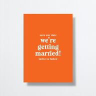 Retro Corners Save The Date Cards Gold Pumpkin Signature smooth No