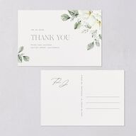 Elegant Pastel Floral Thank You Postcards Pure White