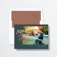 Save Our Date Save The Date Cards Rose Gold Dark Emerald Signature smooth No